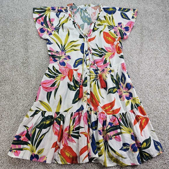 Blue Island Mini Dress Beach Size XS Cover Up Boho Tropical Women's - Picture 1 of 8